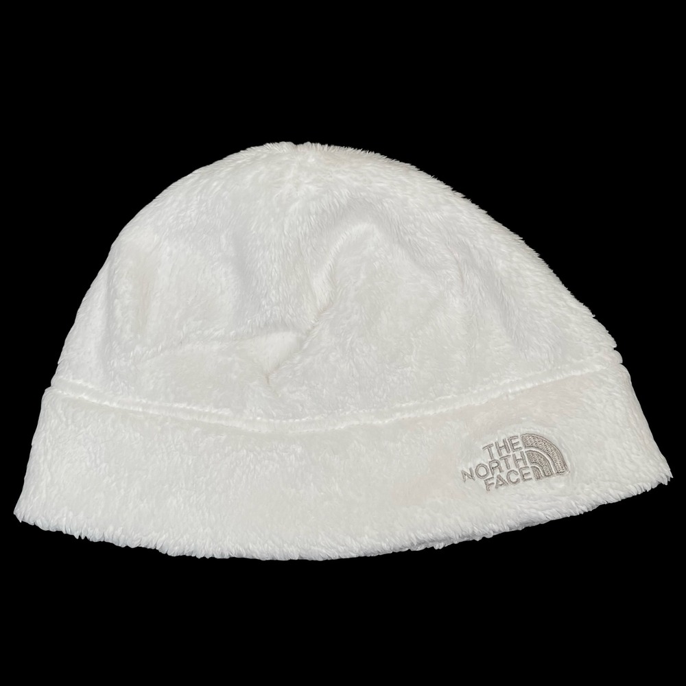 The North Face Beanie Hat‎ Unisex White Fuzzy Fleece Osito Embroidered Logo
